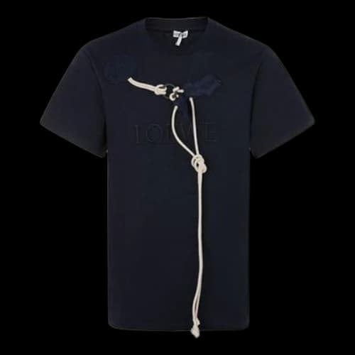 LOEWE Cotton Drawstring Design Short Sleeve Navy Blue