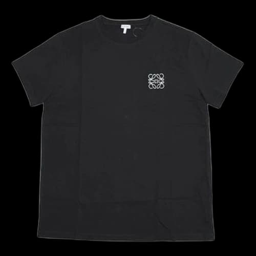 LOEWE Anagram Classic Embroidered Cotton Round Neck Short Sleeve Black