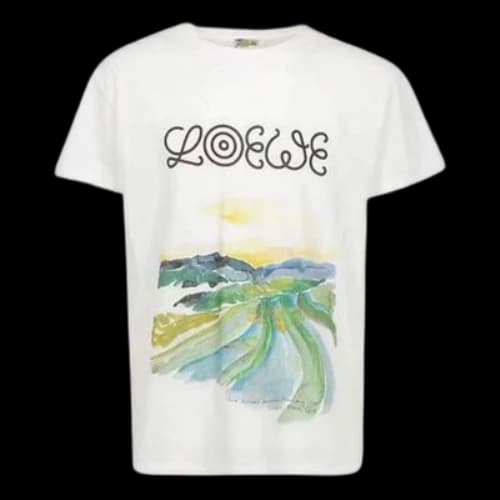 LOEWE Watercolor Printing Cotton Short Sleeve White