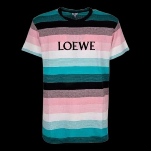 LOEWE Cotton Stripe Embroidered Logo Short Sleeve