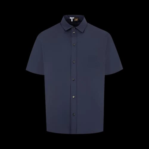 LOEWE Shirts Men's Navy Blue Lapel Moderate Other