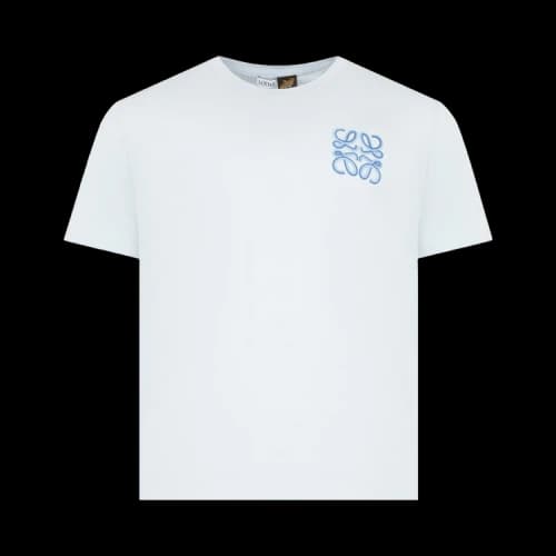 LOEWE T Shirts Men's Light Blue Crew Neck Moderate Straight Fit