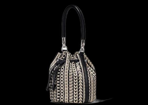 Marc Jacobs The Monogram Leather Micro Bucket Bag Black/White