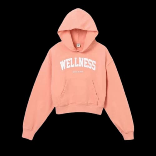 Sporty & Rich Wellness Ivy Cropped Hoodie 'Salmon/White'