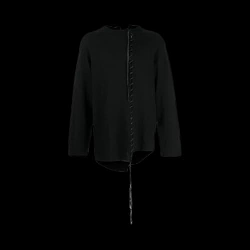 Yohji Yamamoto Pour Homme Leather String Long Cardigan 'Black'