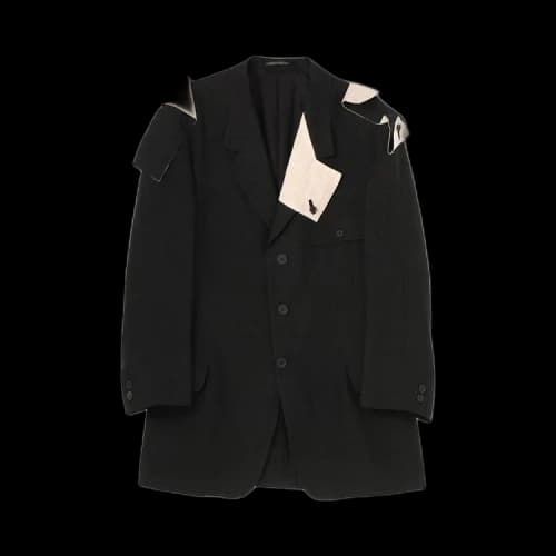 Yohji Yamamoto Pour Homme Square Tab Linen Jacket 'Black'