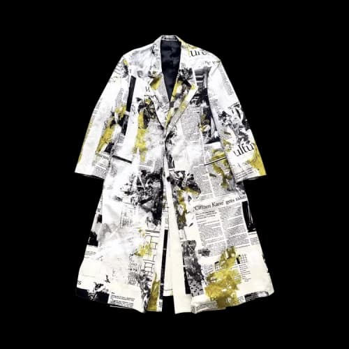 Yohji Yamamoto x Yuuka Asakura Newsprint Trench Coat 'White'