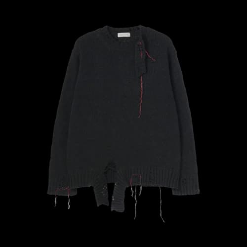 Yohji Yamamoto Pour Homme String Round Neck Long-Sleeve T-Shirt 'Black'