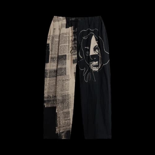 Yohji Yamamoto Pour Homme Newspaper Asakura Print Two Tone Pants 'Black/White'