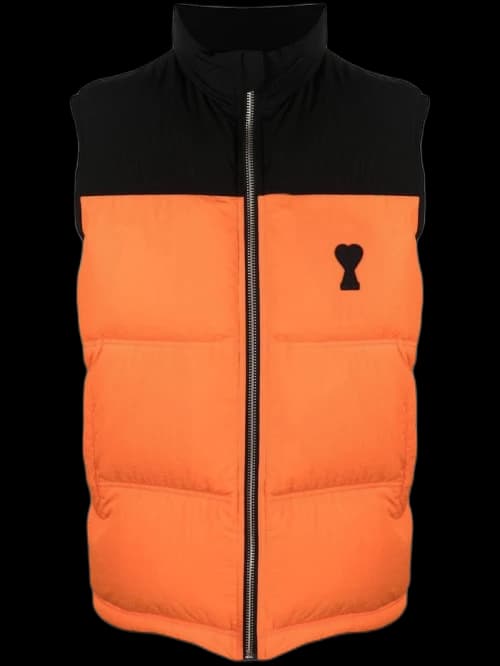 Ami Paris Chest Logo-Print Padded Jacket Black/Orange