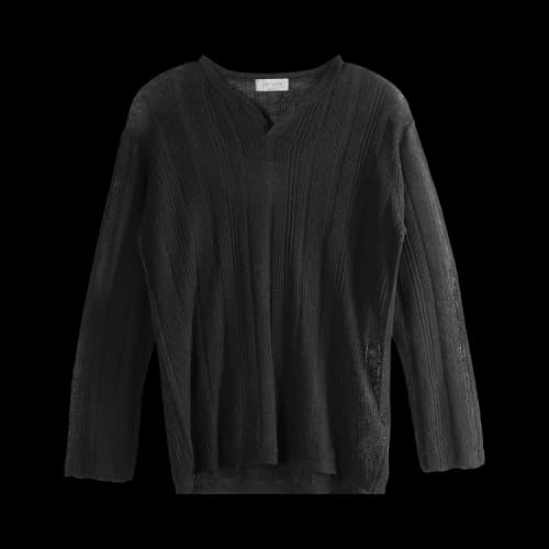Yohji Yamamoto Pour Homme Henry Neck Pullover Top 'Black'