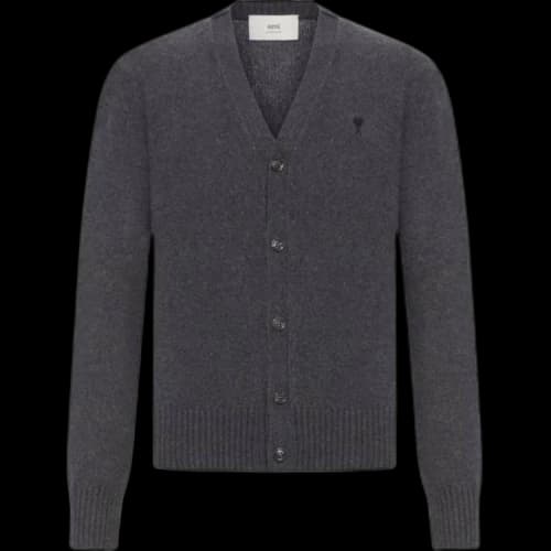 Ami Paris Logo Embroidered V Neck Cardigan