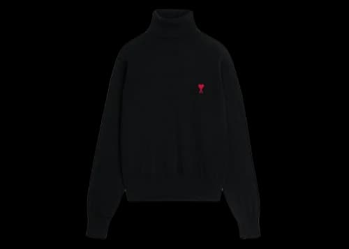 Ami Paris Ami De Coeur Embroidery Turtleneck Sweater Black