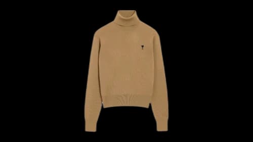 Ami Paris Brown Wool Ami De Coeur Turtle Neck Sweater Camel