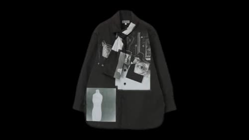 Yohji Yamamoto Stole Detail Padded Coat Black