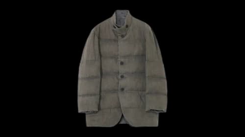 Yohji Yamamoto Horizontal Padded Stand Jacket Grey