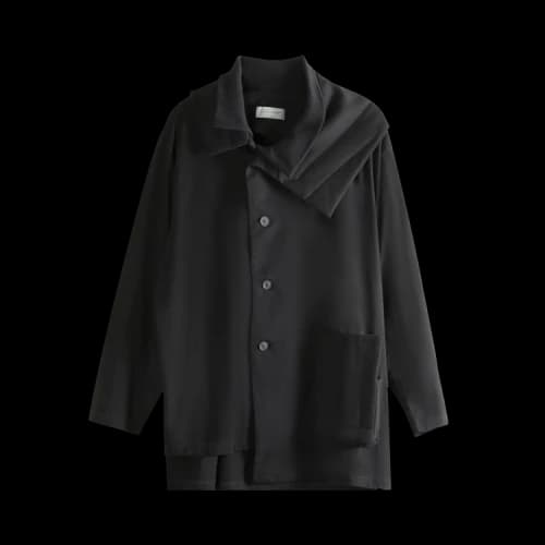 Yohji Yamamoto Pour Homme Designed Collar Padded Coat 'Black'