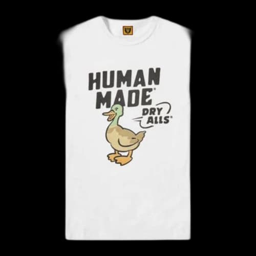 HUMAN MADE Printing ribbed Round Neck White