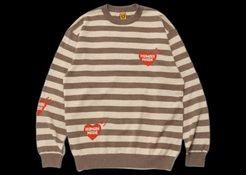 Human Made Striped L/S Knit Sweater Beige