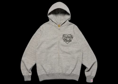 Human Made Heart Zip-Up Sweat Hoodie (FW22) Grey