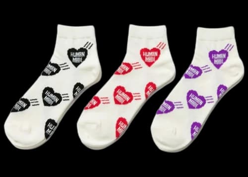 Human Made Short Heart Pattern Socks (Set of 3) Multi
