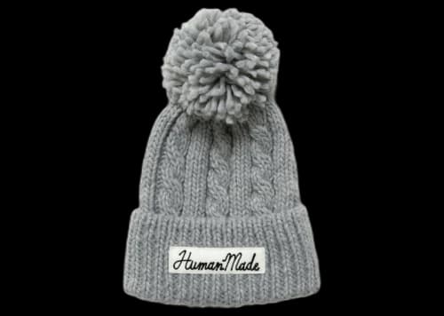 Human Made Cable Pop Beanie Grey