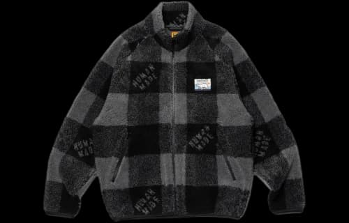 Human Made Check Boa Fleece Jacket Red