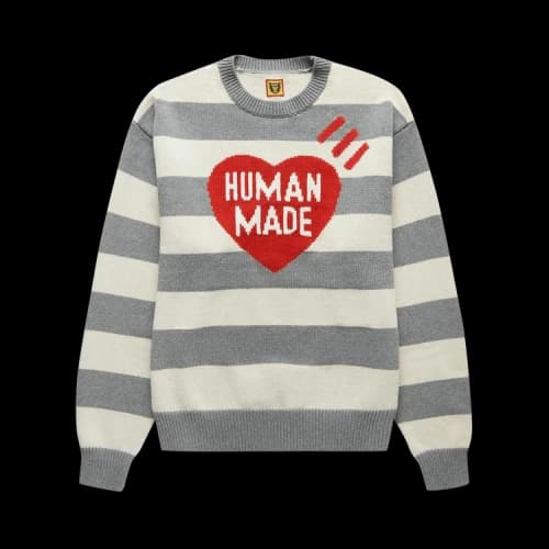 Human Made Striped Heart Knit Sweater 'Grey'