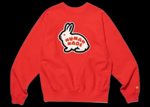 Human Made Rabbit Heavy Weight Crewneck Sweatshirt Red