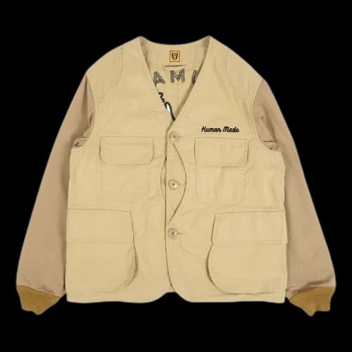 Human Made Collarless Hunting Jacket 'Beige'