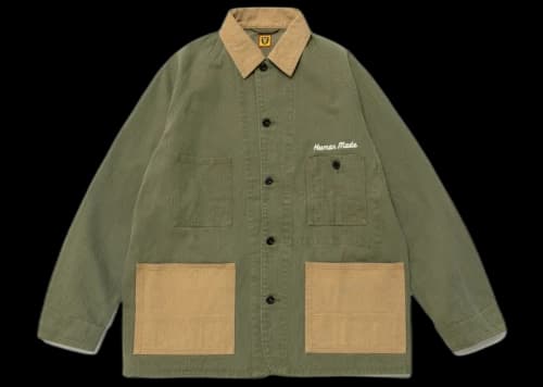 Human Made Herringbone Coverall Jacket Olive Drab