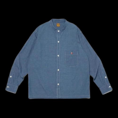 HUMAN MADE Stand Collar Chambray #1 Long Sleeve Shirt 'Blue'