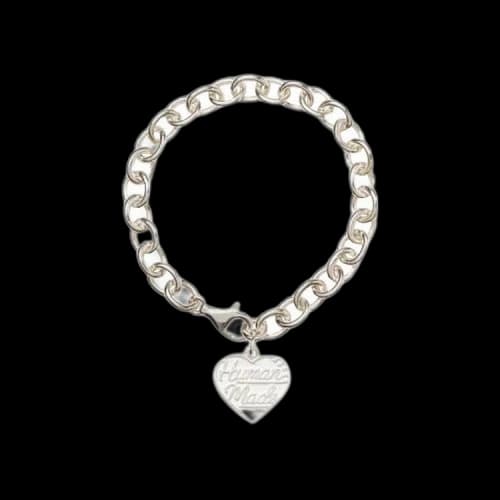 Human Made Heart Silver Bracelet 'Black'
