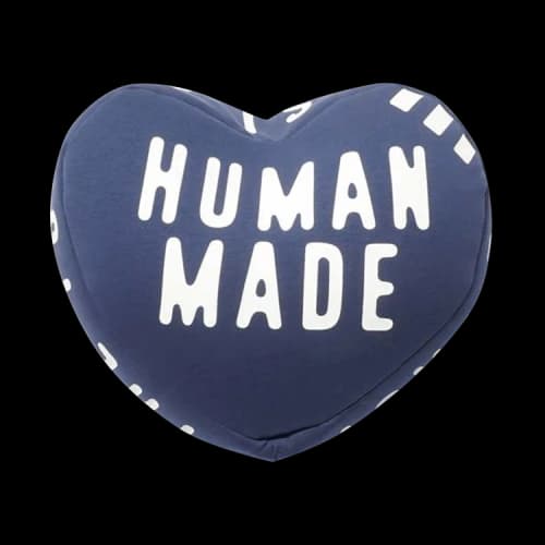 Human Made Heart Beads Cushion 'Navy'