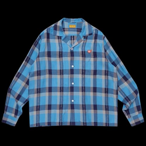 Human Made Open Collar Check Shirt 'Blue'