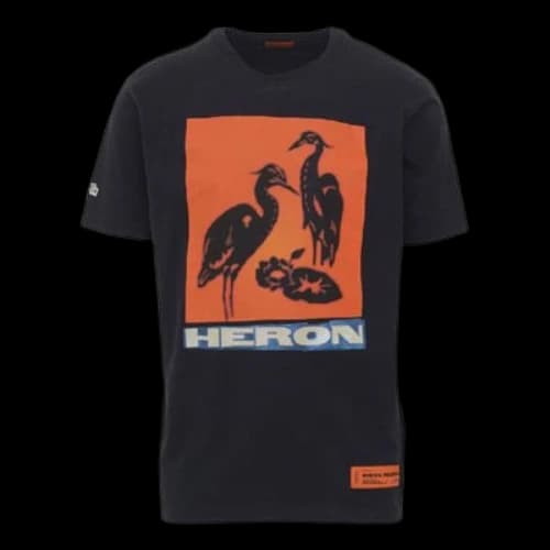 HERON PRESTON Heron Print T-SHIRT Printing Short Sleeve Black