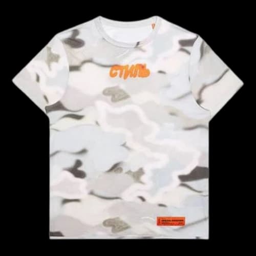 HERON PRESTON Camouflage Printing Short Sleeve Gray White