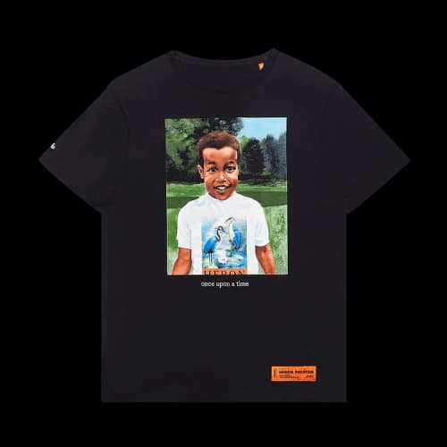 HERON PRESTON Little Boy Printing Short Sleeve Black