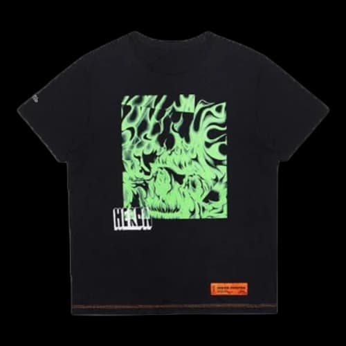 HERON PRESTON Green Flame Short Sleeve Black