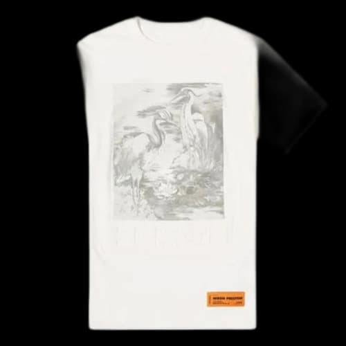 HERON PRESTON SS20 Black White Printing Logo Short Sleeve White