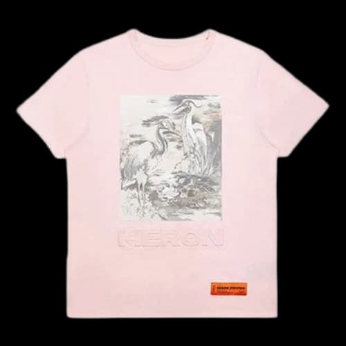 HERON PRESTON SS20 Black White Printing Logo Short Sleeve Pink