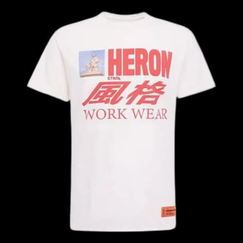 HERON PRESTON Retro Alphabet Printing Short Sleeve White