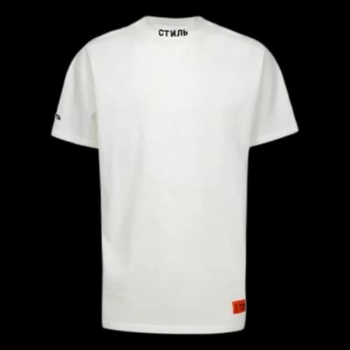 HERON PRESTON Collar Printing Short Sleeve Unisex White