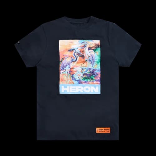 HERON PRESTON SS20 Painting Logo Printing Short Sleeve Unisex Black