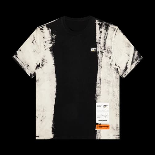 HERON PRESTON X Caterpillar S/S Short Sleeve Printing Short Sleeve Black White T-Shirt