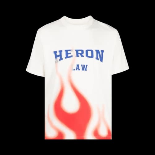 HERON PRESTON SS23 Heron Law Flames T-shirt 'White Red'
