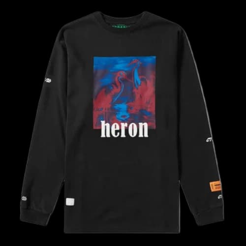 HERON PRESTON Long Sleeve Heron T-shirt 'Black'