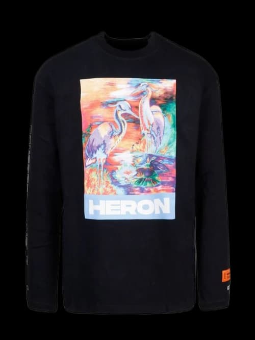 Heron Preston Heron Watercolor Print Longsleeve T-Shirt Black