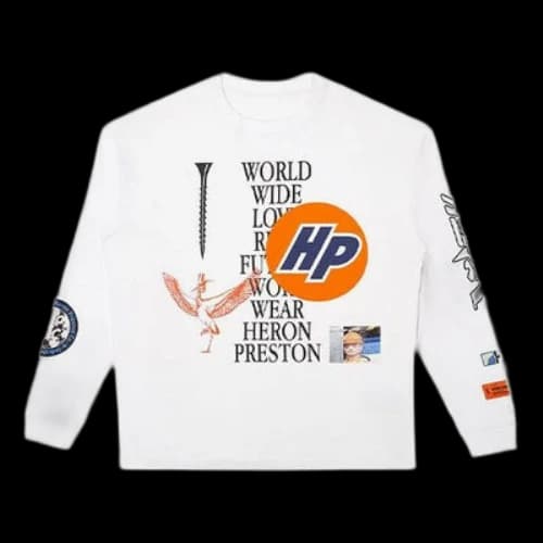 HERON PRESTON Logo Pattern Printing Long Sleeves Pullover White