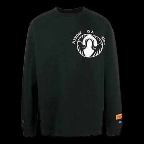 HERON PRESTON Heron Is A Bird Printing Pullover Long Sleeves T-shirt Black